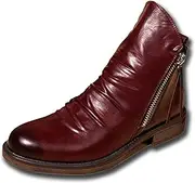 [Remxi] Mens Leather Boots Chelsea Boots Formal Boots For Men-Fashion High-Top Boots