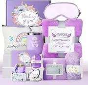 Get Well Gifts for Women, Thinking of You Gift Basket, Unique Self Care Package Relaxing Spa Gift Set, Birthday Gifts Box for Woman, Mothers Day Gifts for Mom Her Friend Wife Sister, Purple