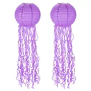 2Pcs 31x10in Jellyfish Paper Lantern, Purple