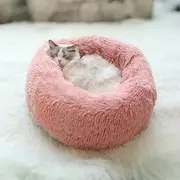 Ricjurzzty Cat Beds for Indoor Cats, 15.7 inch Cat Bed Machine Washable, Fluffy Round Pet Bed Non-Slip, Calming Soft Plush Donut Cuddler Cushion Self Warming for Small Dogs Puppy, Kittens (Pink)