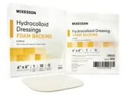 Hydrocolloid Dressing McKesson Foam Backing 6 X 6 Inch Square Sterile Box of 10