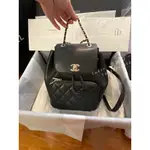 二手精品 CHANEL 香奈兒 BACKPACK 後背包 雙肩包 荔枝紋 牛皮 黑色 金鍊 A93748