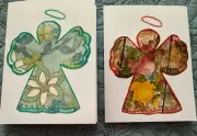 Handmade Greeting Cards Angel Religious Set Of Two Multi Media With 6x4.5 Folds