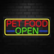 Open Pet Food Neon Sign for Retail Displays | LED Flex Neon | 32"W x 13"H x 1"D
