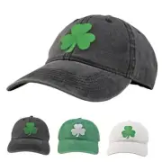 Vintage Washed Cotton Plain Baseball Caps Medium-Large Black/Clover Logo