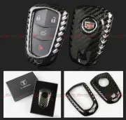 LUXURY REAL CARBON FIBER SNAP ON CASE FOR CADILLAC CTS ATS V SMART KEY FOB
