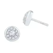 10kt White Gold Womens Round Diamond Cluster Earrings 3/8 Cttw
