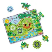 Melissa And Doug Wooden Animal Chase Jigsaw Spinning Gear Puzzle 24 Pieces For