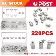 220* Grease Nipples Fitting Imperial Metric Hydraulic Grease Gun Assortment Kit.