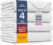 Utopia Bedding Waterproof Incontinence Underpads 34" x 36" (Pack of 4) - Washable and Reusable Bed Pads - Quilted and Absorbent Protector Pads for Adults and Kids (White)