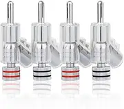 Byttlerom 4 Pcs HiFi Rhodium Plated Lockable Speaker Cable Banana Plug Connector Audio Amplifier Speaker Wire Connector Easy to Use