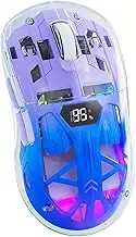 Lancoon Wireless Transparent Mouse with RGB Light 5 Adjustable DPI Dual-Mode Ergonomic Design Battery Display Screen for PC Computer Laptop Office Home
