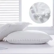 Pom Standard Size Pillow Shams Set of 2 - 26" x 20" (Pack of 2) White Pompom
