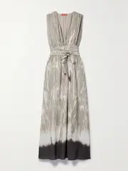 [Altuzarra] Altuzarra - Fiona Gathered Printed Crepe De Chine Maxi Dress - Gray - small small Gray