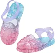 [Szsppinnshp] Jelly Sandals for Girls Fisherman Gladiator Water Beach Glitter Slingback Flat Sandals Closed Toe Princess Costume Summer Dress Shoes for Toddler/Little Kid/Big Kid