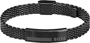 [BOSS] Men's Alen Ionic plated 1580612 Link Bracelet, BLACK, One Size