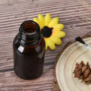 1x empty amber glass bottle with screw caps cone lid, brush, rake covers B_R2 CR