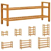 Solid Oak Wood Shoe Rack with 5 Shelves Stand Furniture Multi Sizes vidaXL