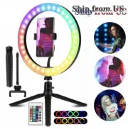For IPhone & Android stream 10" RGB Light LED Ring w/Tripod Stand Dimmable Kit