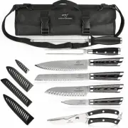NANFANG BROTHERS Chef Knife Set with Bag, 8 Pieces Damascus Steel Chef Knives...