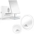 20X & 10X Magnifying Makeup Mirror Set with 3 Suction Cups Each - Compact & T...