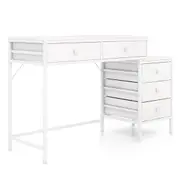 Giantex Computer Table Heavy-duty Metal Frame Study Working Desk w/5 Drawers White