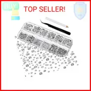 2000 Pieces Flat Back Gems Rhinestones 6 Sizes (1.5-6 Mm) Round Crystal Rhinesto
