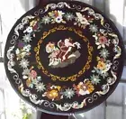 42" Black Marble Semi Precious Inlay Stone Coffee & Tea Table Modern Hallway Dec