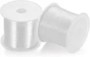 2 Roll 100m Crystal Clear Elastic Beading Threads，Stretchy Bead Cord String Stretchy Clear Bracelet String for Bracelet, Beading, Jewelry Making (0.5mm)