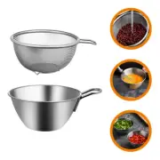 1 Set Stainless Steel Colander Drainer Basket with Basin Rice Washing Bowl