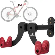 Bike Wall Mount - Horizontal Indoor Storage Rack for 1 Bicycle in Garage or Home - Cycling Hanger - Safe and Secure Holder, Hook for Bicycles - Hang Your Road, Mountain or Hybrid Bikes, Red