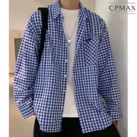 在飛比找momo購物網優惠-【CPMAX】韓版質感格紋文藝寬鬆襯衫(休閒學院風襯衫 長袖