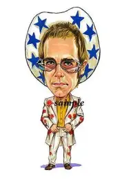 ELTON JOHN #1 GLOSSY CARTOON MAGNET REFRIGERATOR LOCKER MAN CAVE CHRISTMAS GIFT
