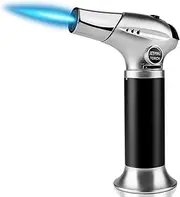Butane Torch, Kitchen Torch Lighter, Cooking Refillable Torch with Adjustable Flame and Safety Lock for Desserts, BBQ, Kitchen (Butane Gas Not Included) (silver)
