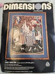 1979 Dimensions Needlepoint Kit 2107 Cluny Tapestry by Timothy Glenn With Yarn