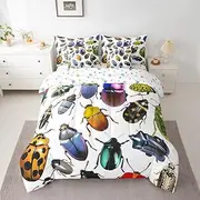 Feelyou Worm Bug 7 Pieces Bedding Set, Twin Size Ladybird Bed Set for Boys Girls Teens Kawaii Animals Theme Bed in a Bag with Comforter, Sheets, Pillowcases Wild Natural