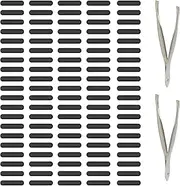 uxcell Phone Dustproof Net Sticker, 100 Pcs Phone Speaker Anti Dust Protector Cover Universal Speaker Mesh Sticker with Tweezer for Mobile (0.87"x0.2"), Black