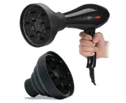 Universal folding hair dryer diffuser attachment - black