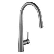Gunmetal Grey Swivel Kitchen Sink Pull Out Mixer Tap Faucet Brushed