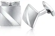 [HONEY BEAR] Cufflinks For Men - Plain Silver Square Stainless Steel Business Wedding Gifr Shirt