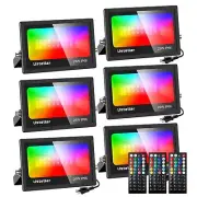 Ustellar 6 Pack 25W LED Flood Light 250W Equivalent, Color Changing RGB Flood...