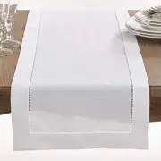 Hemstitched Border Table Runner 16"x120" White