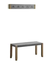 Alaterre Newport 40in Coat Hook & Faux Concrete Bench Set