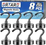 Grtard Magnetic Hooks Heavy Duty, 8 Pack 25 LBS Fridge Magnet Hooks, Strong Magnetic Hooks for Hanging, Strong Magnets with Hooks for Fridge, Kitchen, Workplace, Office, Cruise, Garage