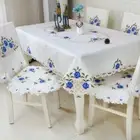 Blue Vintage Embroidered Lace Tablecloth Dining Table Runner Doily Wedding Party