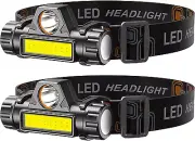 2X USB Rechargeable LED Headlamp Headlight Work Light Bar Head Lamp for Helmet
