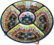 Mosaic Divided Chips and Dip Melamine Plastic Serving Platter Appetizer 15 Inch