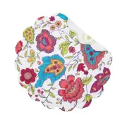 Teagan Floral Cotton Quilted Round Placemats Set of 6 - Vibrant Reversible, 17"