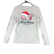 Vineyard Vines Womens Shirt Gray Mrs Clause Whale Long Sleeve Merry Christmas S
