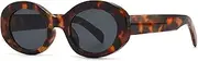 [PORADAY] Modern Thick Oval Sunglasses for Women Fashion Clout Goggles Retro Narrow Chunky Sun Glasses Gradient Shades Round